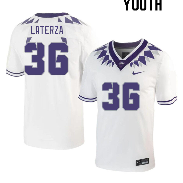 Youth #36 Joe Laterza TCU Horned Frogs 2023 College Footbal Jerseys Stitched-White